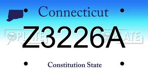 Z3226A Connecticut License Plate