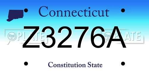 Z3276A Connecticut License Plate