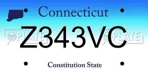 Z343VC Connecticut License Plate