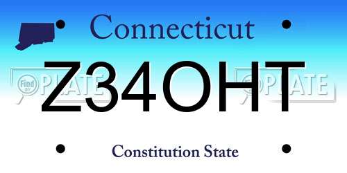 Z34OHT Connecticut License Plate