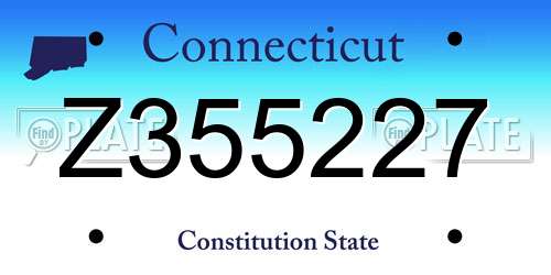 Z355227 Connecticut License Plate