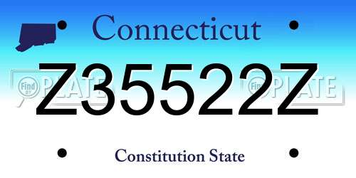 Z35522Z Connecticut License Plate