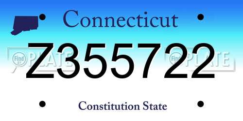 Z355722 Connecticut License Plate