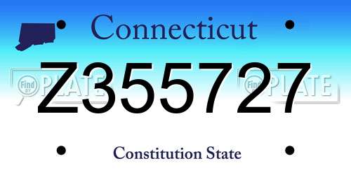 Z355727 Connecticut License Plate