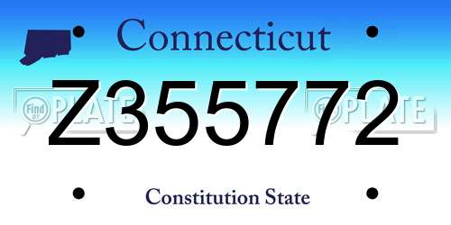 Z355772 Connecticut License Plate