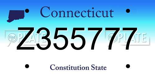 Z355777 Connecticut License Plate