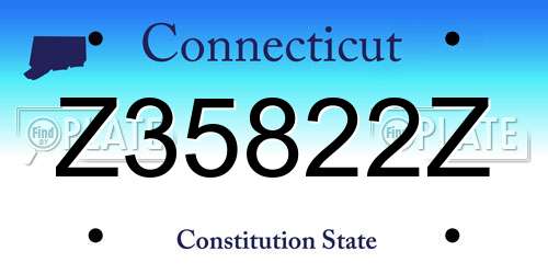 Z35822Z Connecticut License Plate
