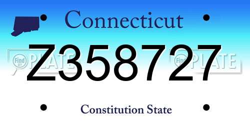 Z358727 Connecticut License Plate