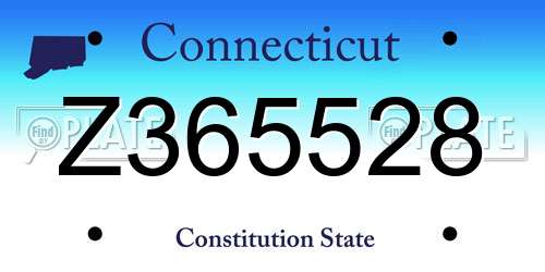 Z365528 Connecticut License Plate