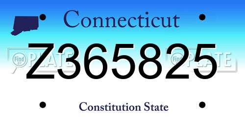 Z365825 Connecticut License Plate