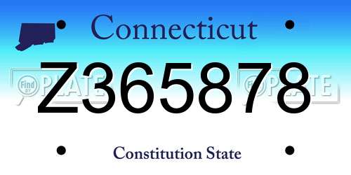 Z365878 Connecticut License Plate