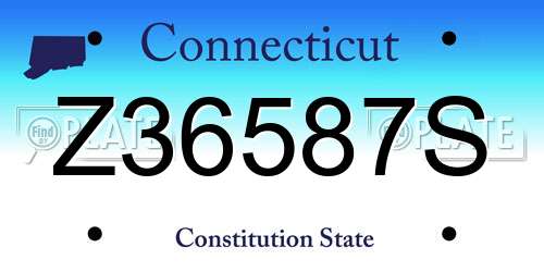 Z36587S Connecticut License Plate