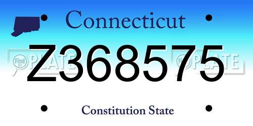 Z368575 Connecticut License Plate