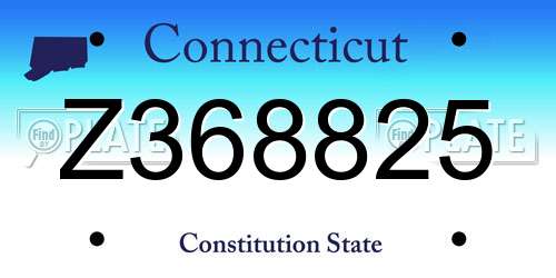 Z368825 Connecticut License Plate