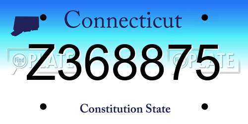 Z368875 Connecticut License Plate