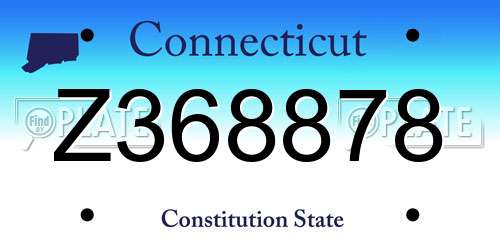 Z368878 Connecticut License Plate