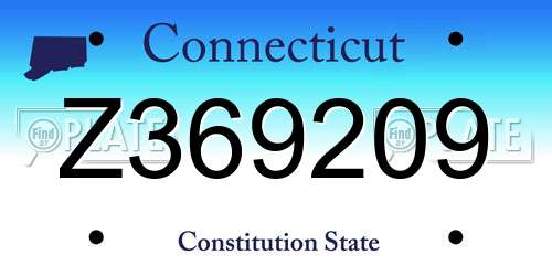 Z369209 Connecticut License Plate