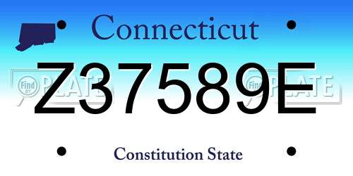 Z37589E Connecticut License Plate