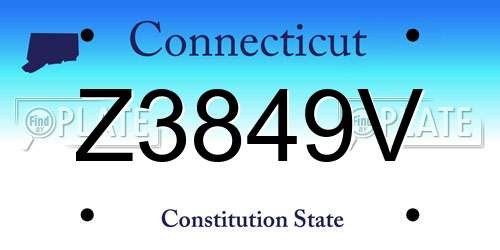 Z3849V Connecticut License Plate