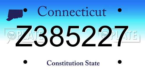 Z385227 Connecticut License Plate