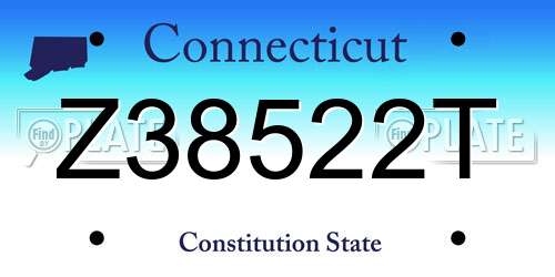 Z38522T Connecticut License Plate
