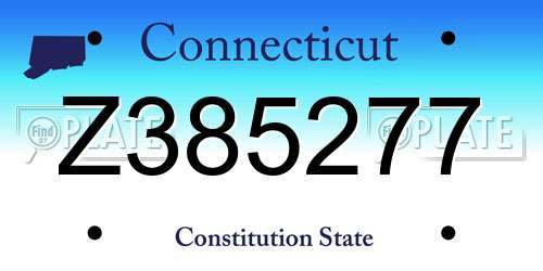 Z385277 Connecticut License Plate