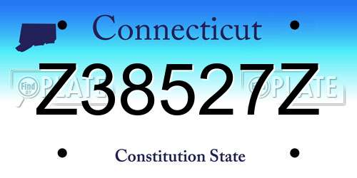 Z38527Z Connecticut License Plate