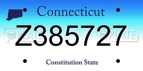 Z385727 Connecticut License Plate