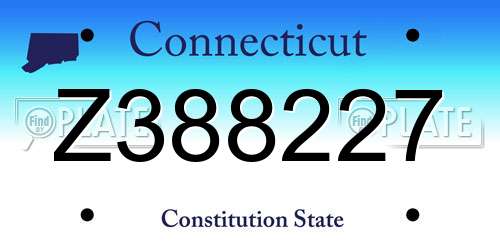 Z388227 Connecticut License Plate