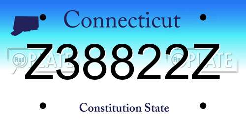 Z38822Z Connecticut License Plate