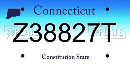Z38827T Connecticut License Plate