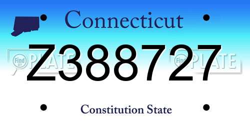 Z388727 Connecticut License Plate