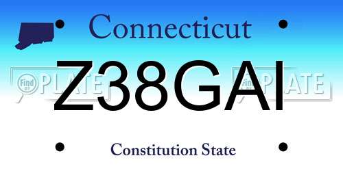 Z38GAI Connecticut License Plate