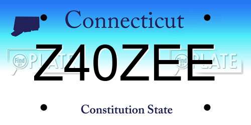 Z40ZEE Connecticut License Plate