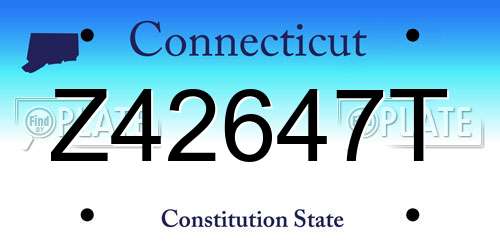 Z42647T Connecticut License Plate
