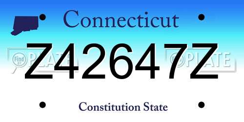 Z42647Z Connecticut License Plate