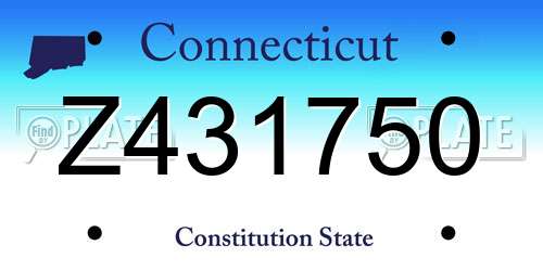 Z431750 Connecticut License Plate