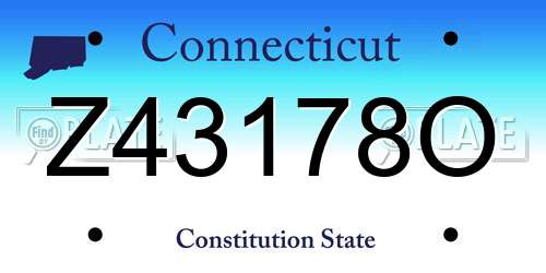 Z43178O Connecticut License Plate