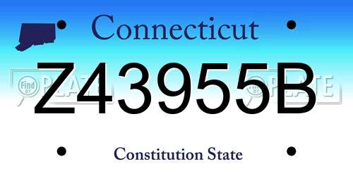 Z43955B Connecticut License Plate
