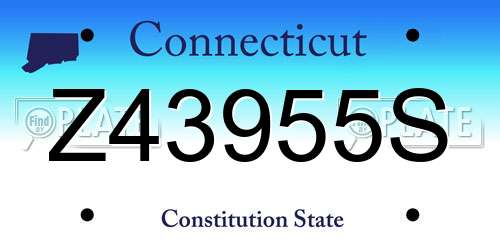 Z43955S Connecticut License Plate