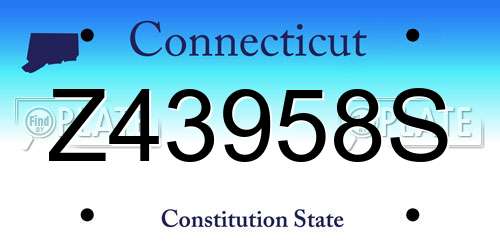 Z43958S Connecticut License Plate