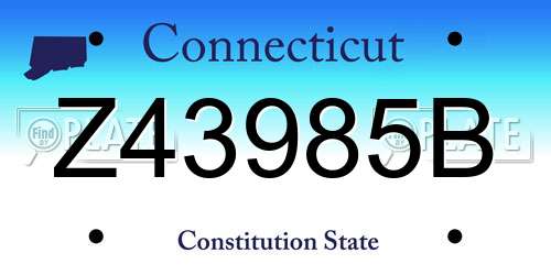 Z43985B Connecticut License Plate