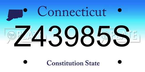 Z43985S Connecticut License Plate