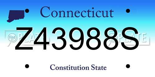 Z43988S Connecticut License Plate
