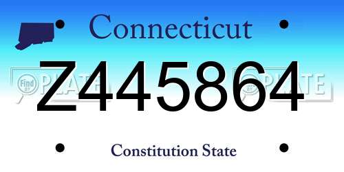 Z445864 Connecticut License Plate