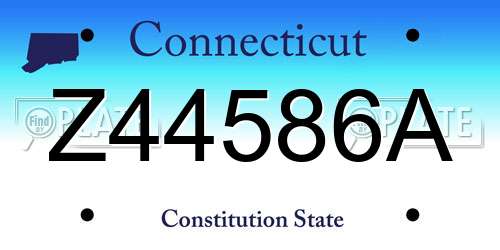 Z44586A Connecticut License Plate