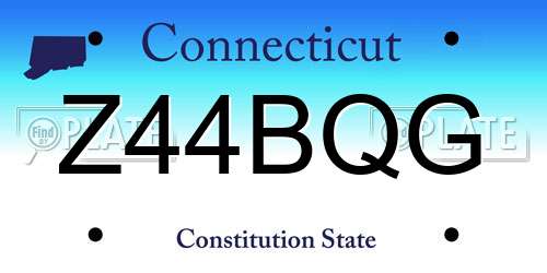 Z44BQG Connecticut License Plate