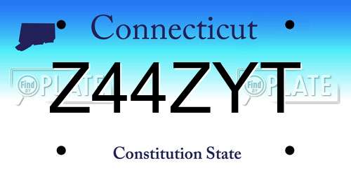 Z44ZYT Connecticut License Plate