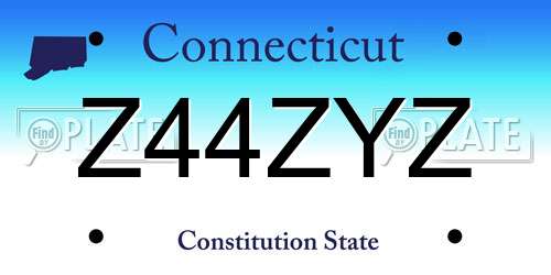 Z44ZYZ Connecticut License Plate