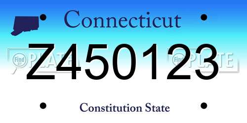 Z450123 Connecticut License Plate